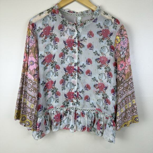 Aratta Silent Journey Blouse Boho Romantic Size S Approx Ruffle Flared Sleeves - Picture 2 of 12